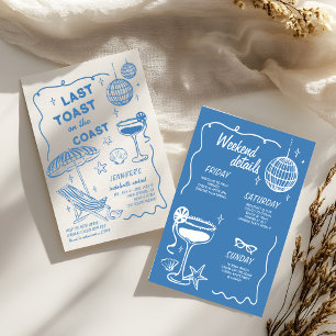 LETZTE TOAST RETRO DOODLE BACHELORETTE WOCHE EINLADUNG