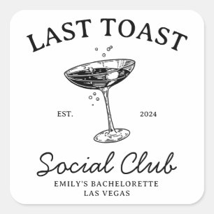 Letzte Toast Social Club Junggesellinnenabschied M Quadratischer Aufkleber