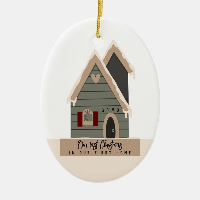 Letzte Weihnachts erste Zuhause Custom Keramik Ornament (Vorne)