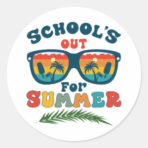 Letzten Schultag ist die Schule für den Sommer Vin Runder Aufkleber