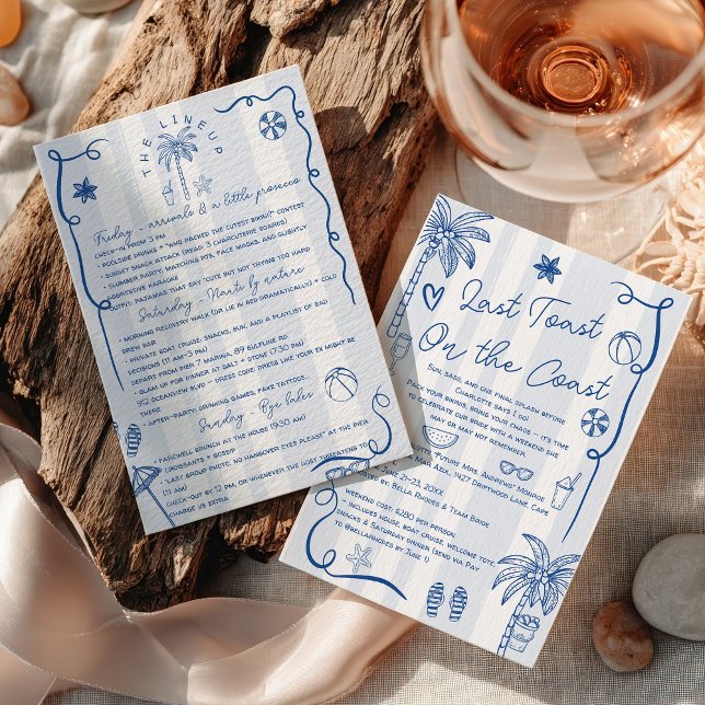 Letzten Toast am Blue Bachelorette Wochenende Einladung (Last Toast On the Coast Blue Bachelorette Weekend Invitation)