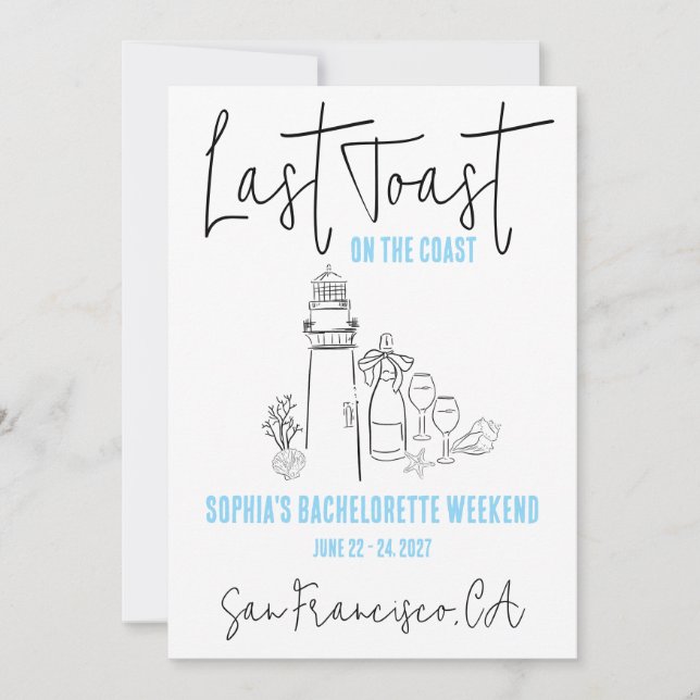 Letzten Toast am Junggeselinnen-Abschied des Küste Einladung (Vorderseite)