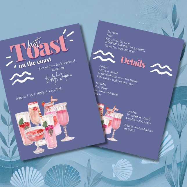 letzten Toast am Küstenbachelorette-Wochenende Einladung (Von Creator hochgeladen)