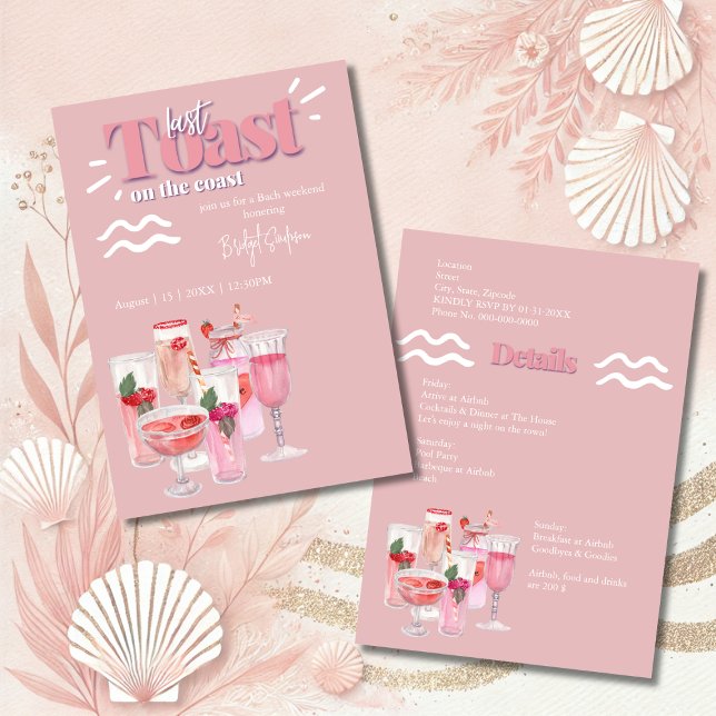 letzten Toast am Küstenbachelorette-Wochenende Einladung (Von Creator hochgeladen)