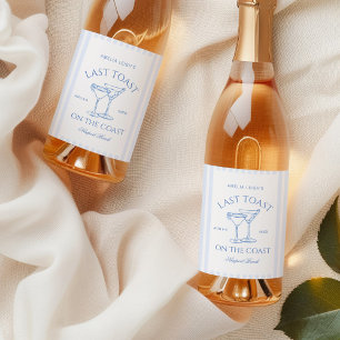 Letzten Toast am Strand Blue Bachelorette Weinetikett
