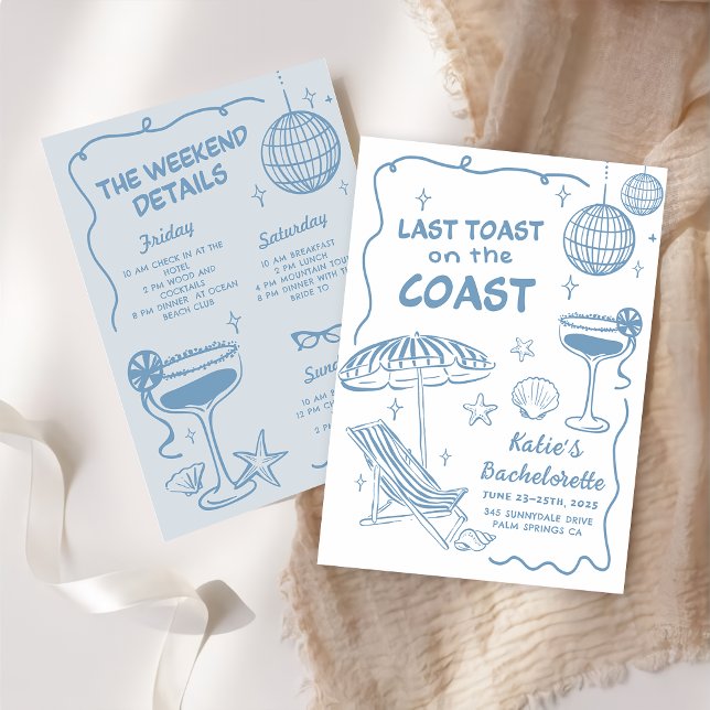 Letzten Toast am Wochenende des Küstenbachelorette Einladung (Von Creator hochgeladen)
