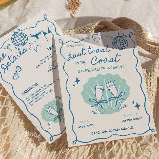 Letzten Toast am Wochenende des Küstenbachelorette Einladung (Von Creator hochgeladen)