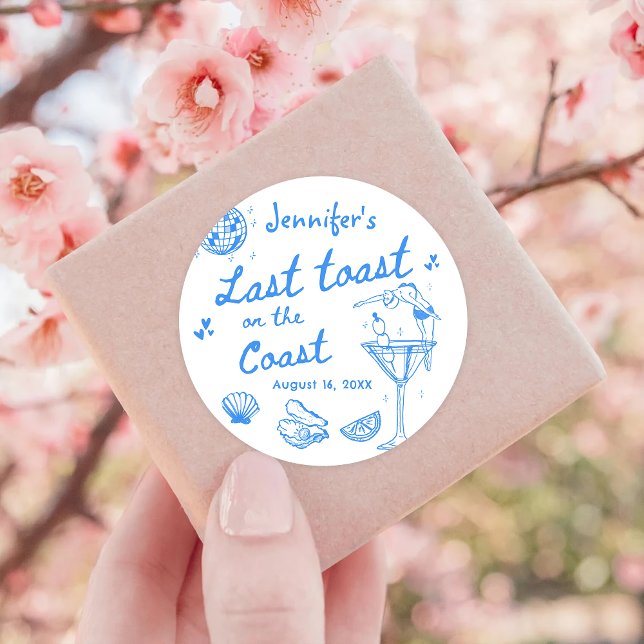 Letzten Toast am Wochenende des Küstenbachelorette Runder Aufkleber (Von Creator hochgeladen)