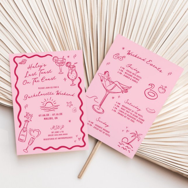 Letzten Toast am Wochenende des rosa Bachelorette- Einladung (Von Creator hochgeladen)