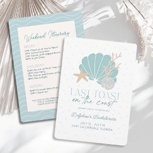 Letzten Toast an der Muschel Bachelorette Wochenen Einladung