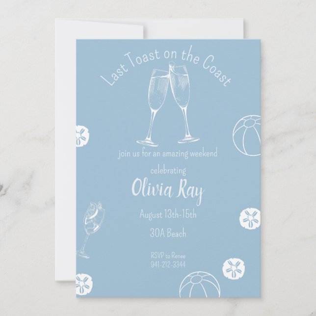 Letzten Toast auf dem Bachelloretteoes-Hower, Einladung (Vorderseite)