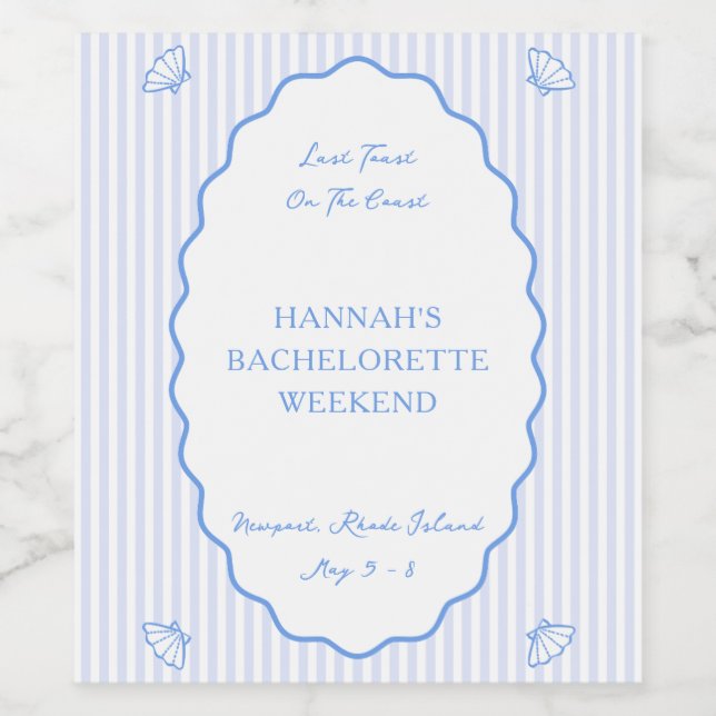 Letzten Toast auf dem Blue Junggeselinnen-Abschied Weinetikett (Einzelnes Label)