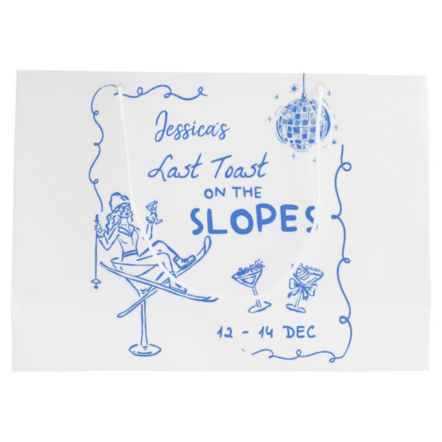 Letzten Toast auf den Pisten Bachelorette Wochenen Große Geschenktüte (Rückseite)