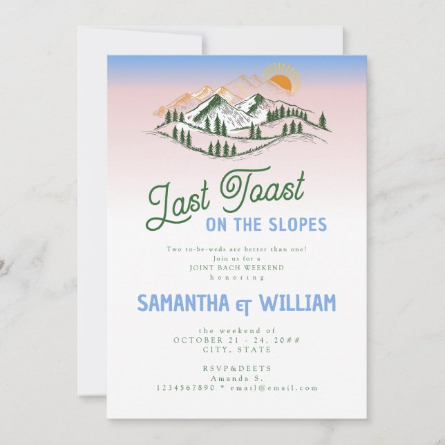 Letzten Toast auf den Pisten Joint Bach Ski Weeken Einladung (Vorderseite)