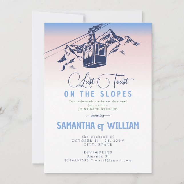 Letzten Toast auf den Pisten Ski Joint Bach Weeken Einladung (Vorderseite)