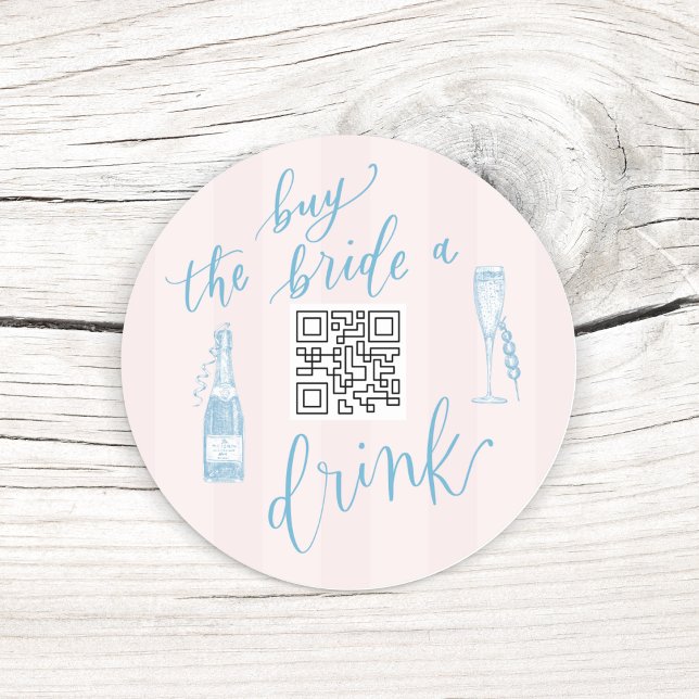 LETZTEN TOAST AUF DER KÜSTE KAUFEN SIE DIE BRIDE E RUNDER AUFKLEBER (LAST TOAST ON THE COAST- Buy the bride a drink custom QR code sticker- Bachelorette Party Supplies)