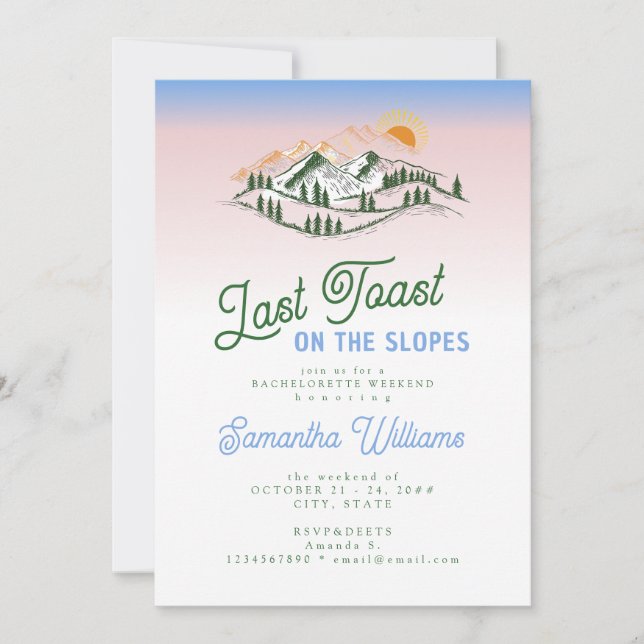 Letzten Toast auf der Piste Skifahren Winter BACH  Einladung (Vorderseite)