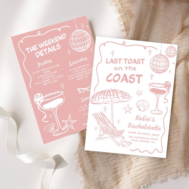 Letzten Toast rosa am Wochenende des Bachelorette Einladung (Von Creator hochgeladen)