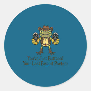 Letzter Buttermilch-Keks-Partner-Frosch-Cowboy Runder Aufkleber