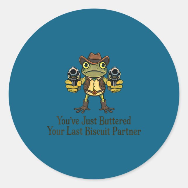 Letzter Buttermilch-Keks-Partner-Frosch-Cowboy Runder Aufkleber (Vorderseite)