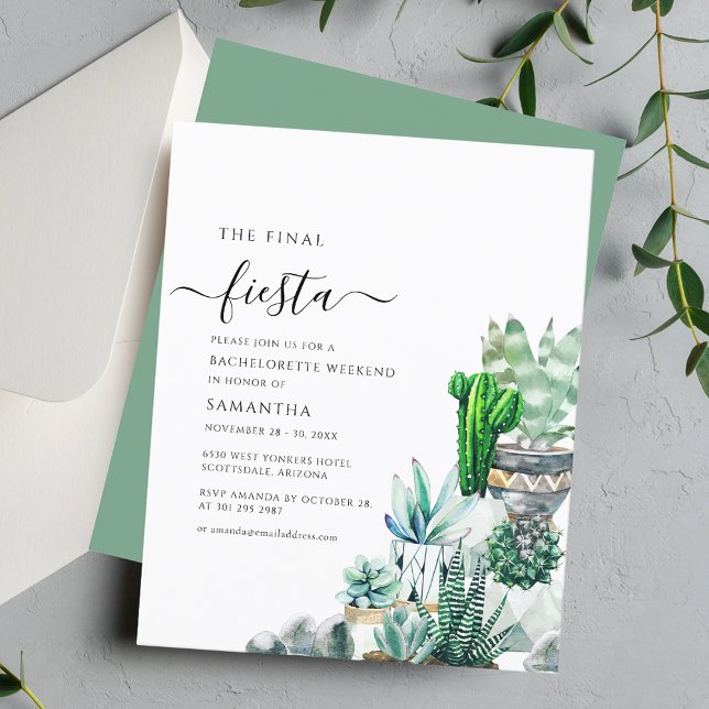 Letzter Junggeselinnen-Abschied des Fiesta-Haushal (Final Fiesta Script Cacti Bachelorette Wedding Invitation)