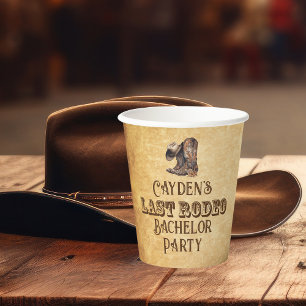 Letzter Rodeo Cowboy Grunge Braune Junggesellenpar Pappbecher