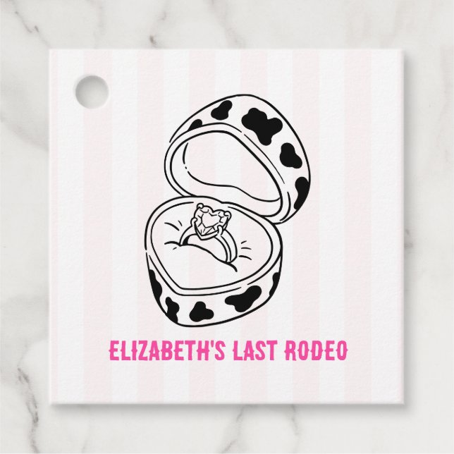 Letzter Rodeo Kuh-Druck-Ring Nash Bash Junggeselli Geschenkanhänger (Vorderseite)