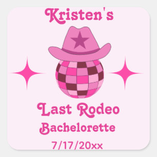 Letzter Rodeo Pink Disco Cowgirl Junggesellinnenab Quadratischer Aufkleber