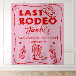 Letzter Rodeo Rosa Rote Cowgirl Junggesellinnenabs Wandteppich