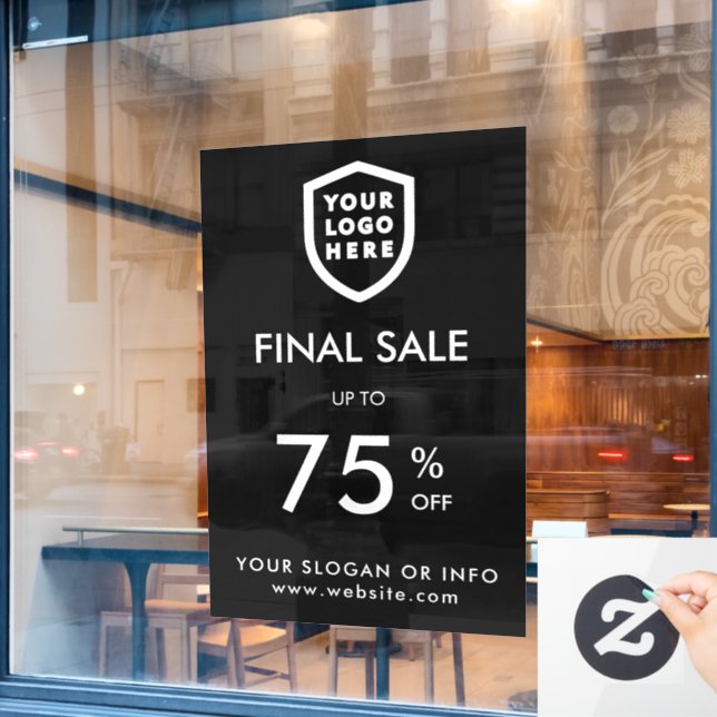 Letzter Sale | Business Event Logo Store Discount  Fensteraufkleber (Café-Fenster)
