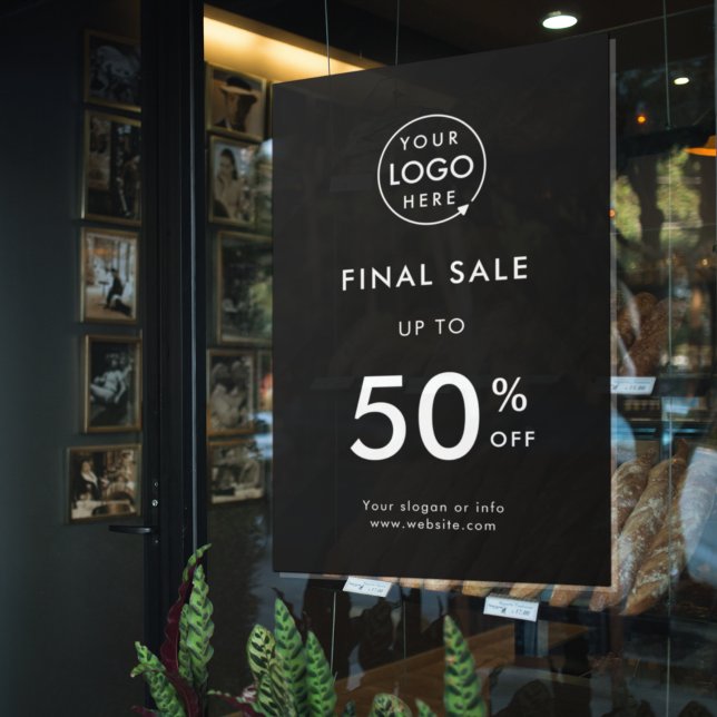 Letzter Sale | Business Event Store Discount Black Fensteraufkleber (Professional editable window decal template for events & small business promotion.)