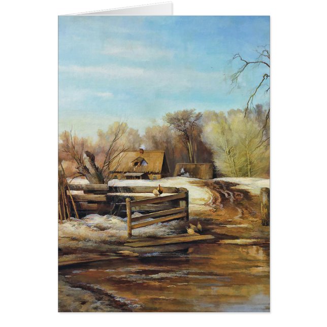 Letzter Schnee auf einer Vintagen Frühjahrsfarm (Vorne)