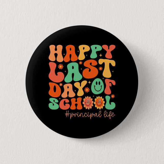 Letzter Schulhaupttag Sommerurlaub Button (Vorderseite)