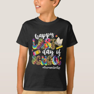 Letzter Schultag Bus Monitor Leben Leopard Tie Dy T-Shirt