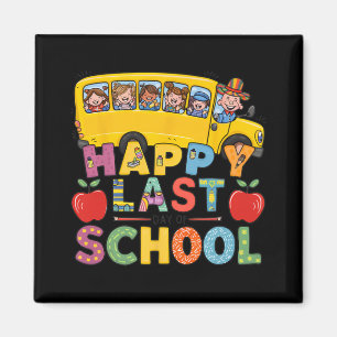 Letzter Schultag Busfahrer Lehrer Schüler Kind Magnet
