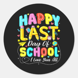 Letzter Schultag Hallo Sommer Liebe Lehrer Kind Runder Aufkleber