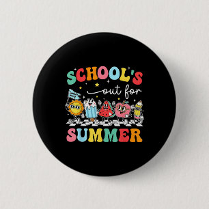 Letzter Schultag Retro Schule Aus Für Den Sommer T Button
