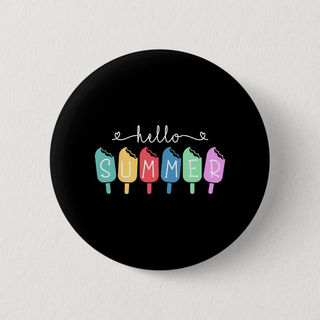 Letzter Schultag Sommer glücklicher Lehrer Schüler Button (Vorderseite)