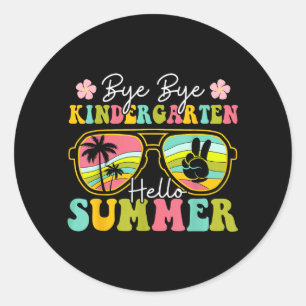 Letzter Schultag Tschüss Kindergarten Hallo Sommer Runder Aufkleber