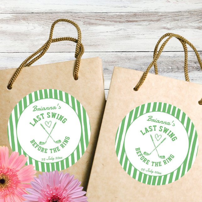 Letzter Schwung Golf Country Club Bachelorette Gef Runder Aufkleber (Last swing before the ring golf country club Bachelorette party  favor Sticker)