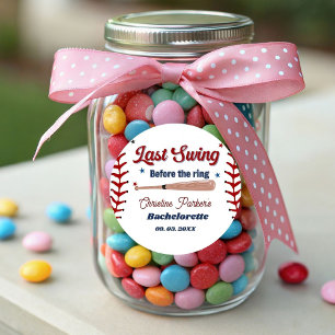 Letzter Schwung vor Baseball Bachelorette Runder Aufkleber