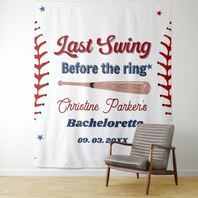 Letzter Schwung vor Baseball Bachelorette Wandteppich (Beispiel)