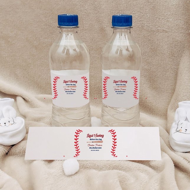 Letzter Schwung vor Baseball Bachelorette Wasserflaschenetikett (Von Creator hochgeladen)