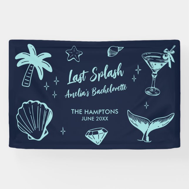 Letzter Splash Mermaid Beach Junggeselinnen-Abschi Banner (Horizontal)