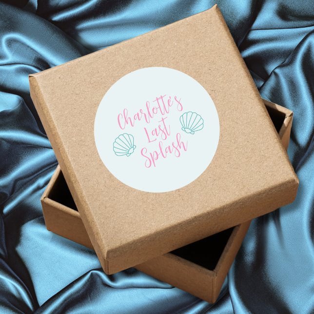 Letzter Splash Seashell Beach Junggeselinnen-Absch Runder Aufkleber (Last Splash Seashell Beach Bachelorette Party Classic Round Sticker)