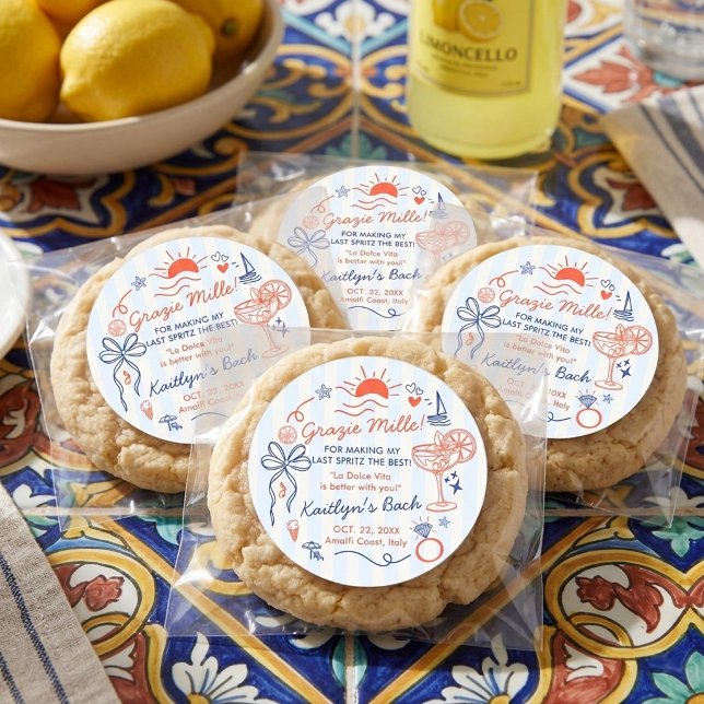 Letzter Spritz Amalfi-Küste Junggesellinnenabschie Runder Aufkleber (Von Creator hochgeladen)