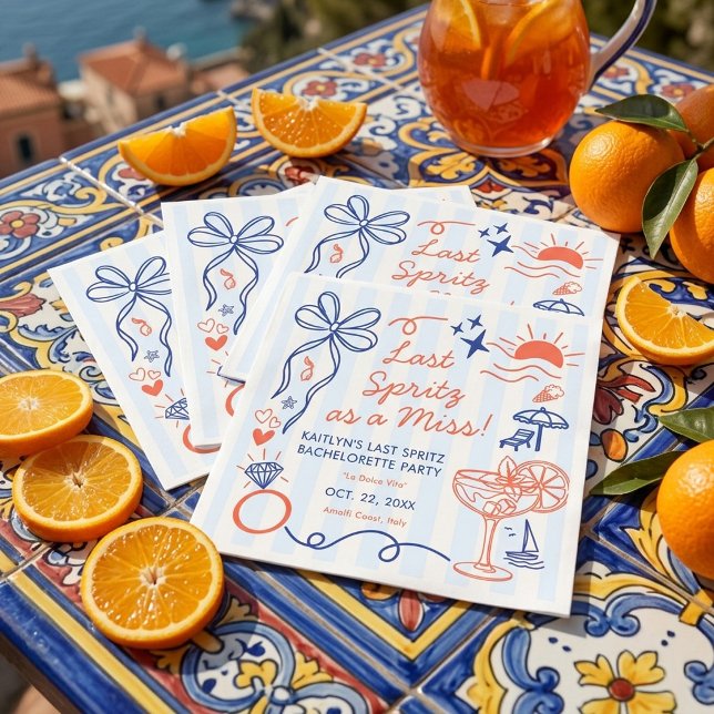 Letzter Spritz Amalfi-Küste Junggesellinnenabschie Serviette (Von Creator hochgeladen)