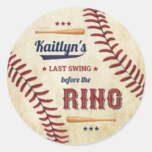 Letzter Swing vor dem Ring! Baseball-Junggesellinn Runder Aufkleber