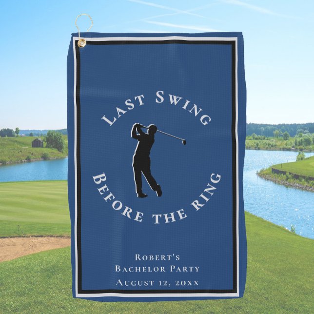 Letzter Swing vor dem Ring Blue Junggesellenabschi Golfhandtuch (Von Creator hochgeladen)