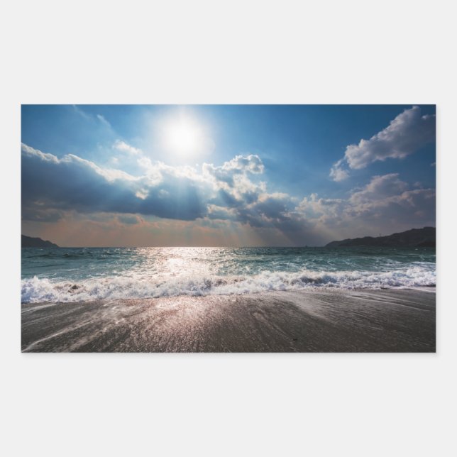 Letzter Tag am Strand Rechteckiger Aufkleber (Vorderseite)